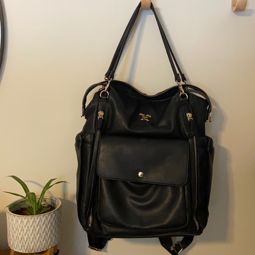 Black diaper bag backpack